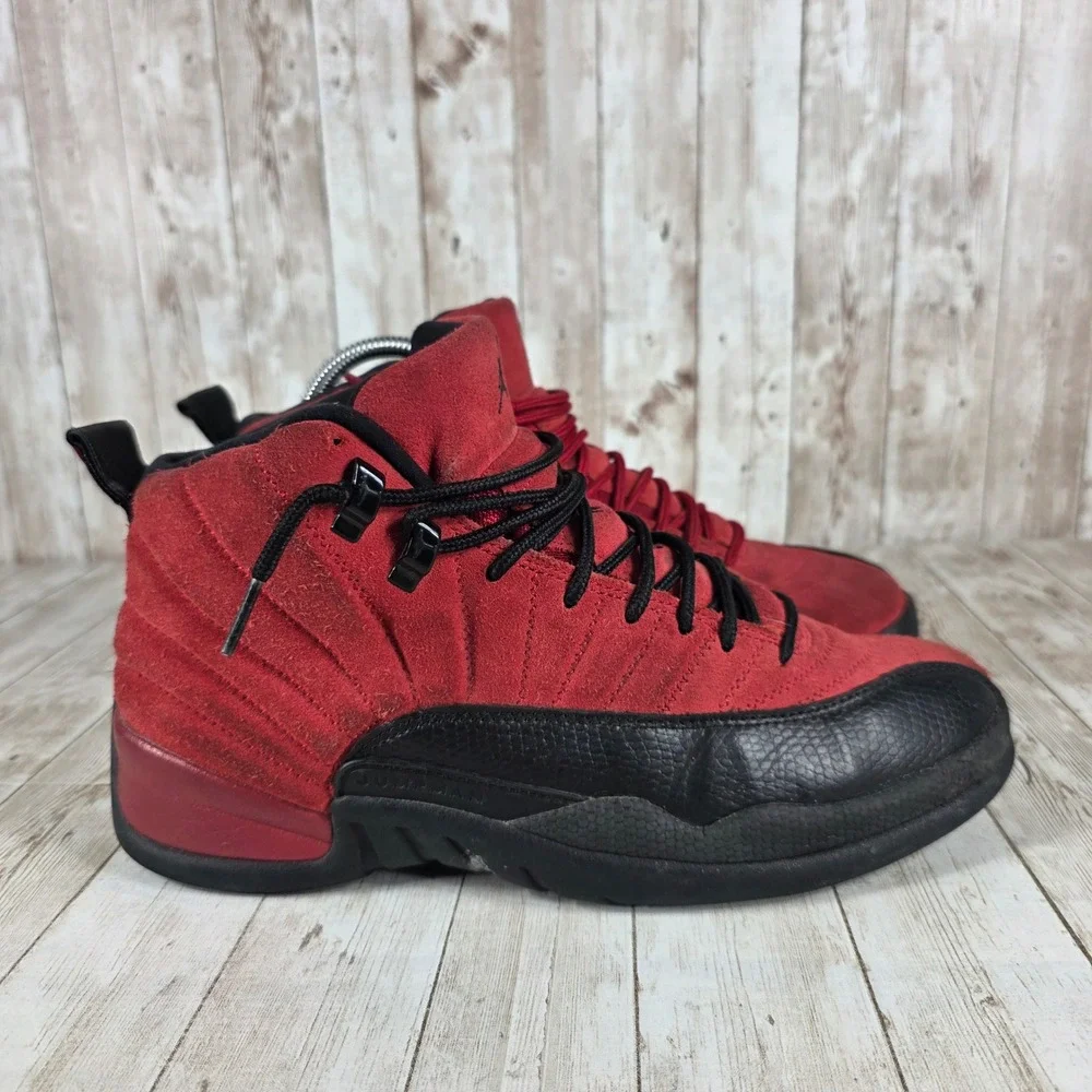 Air Jordan 12 Retro Gym Red Suede Sneakers Black Sole Mens Size 9.5‎